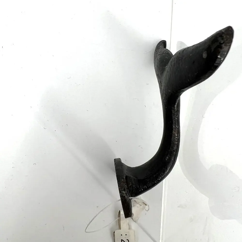 Cast Iron Whale Tail Sea Creatures Coat Hook Bathroom Hall Tree Towel Holder NEW
